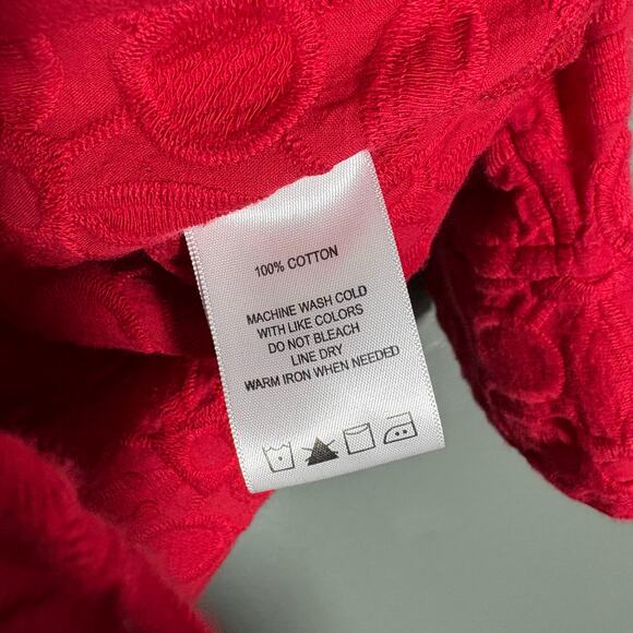 Foxcroft Women's Red Embroidered Shacket Button Up Shirt - Size 6P - Petite Top - Picture 6 of 7
